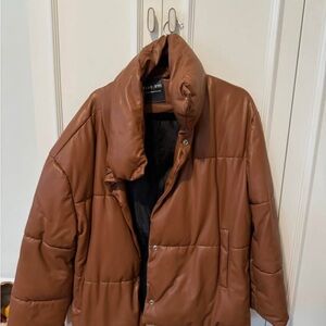 Women’s Faux Leather Puffer Jacket